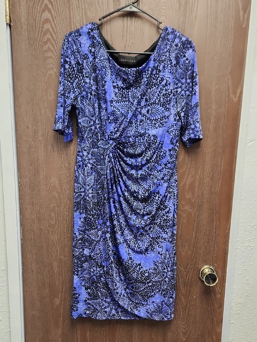 connected apparel Purple and Black Ruched Midi Dress